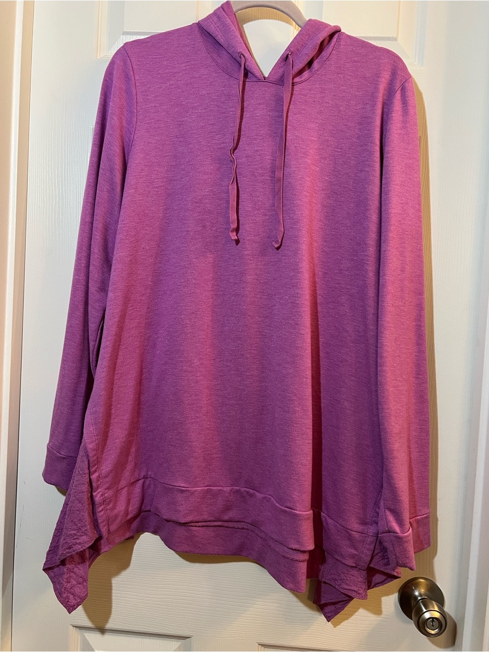 🦋 LOGO by Lori Goldstein Purple Hooded Tunic Sweatshirt size large